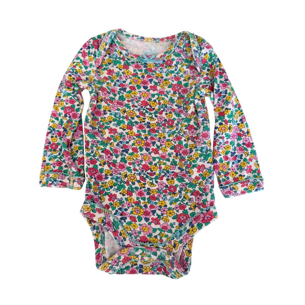 Baby Boden Floral Pink Cotton Bodysuit Long Sleeve